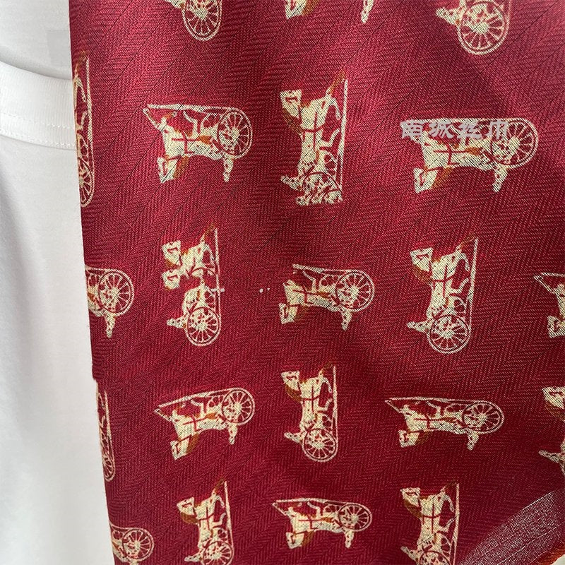 Waffle Carriage Retro Red Warm Scarf