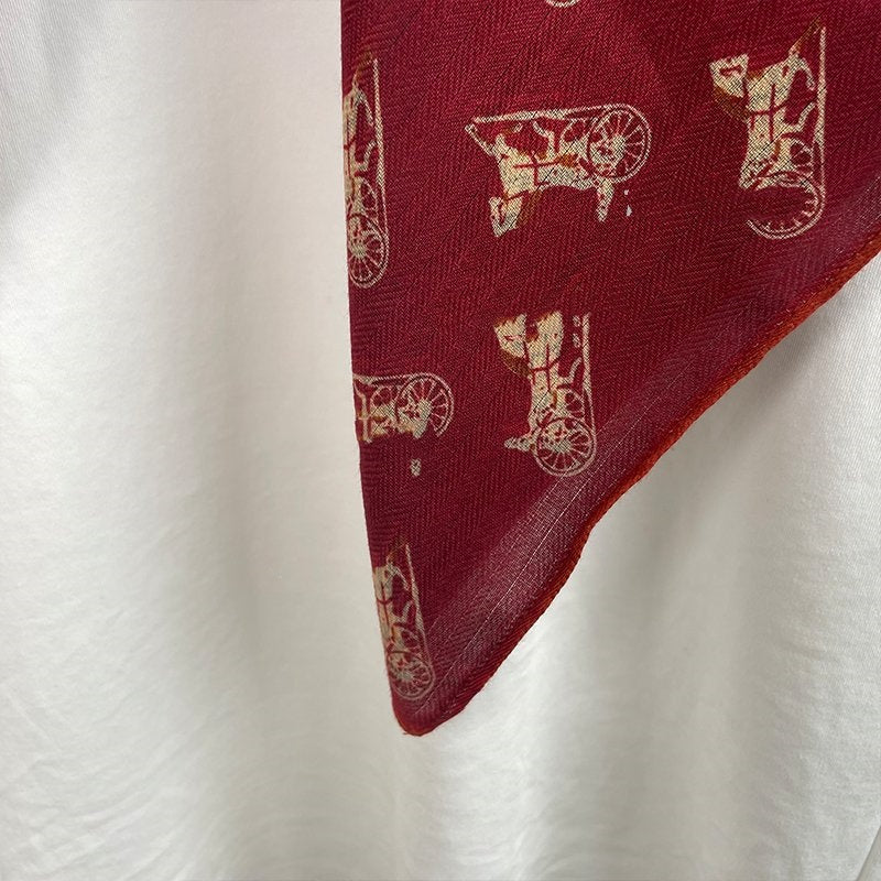 Waffle Carriage Retro Red Warm Scarf