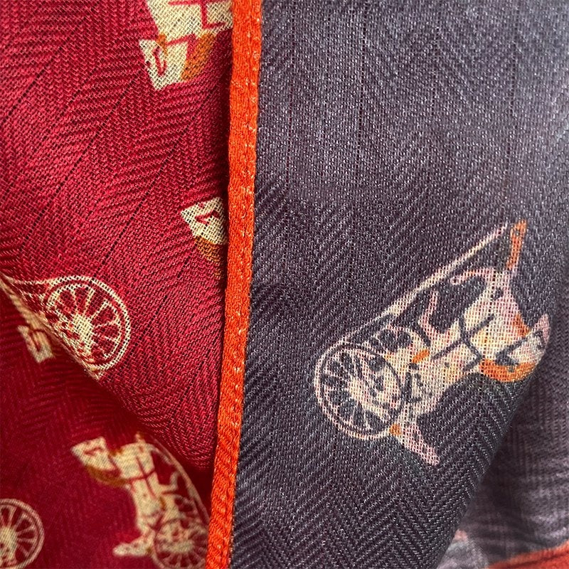 Waffle Carriage Retro Red Warm Scarf