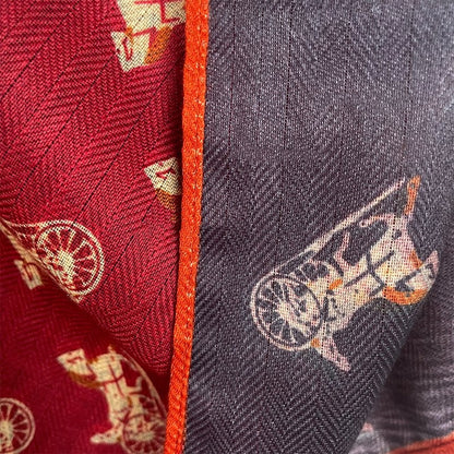 Waffle Carriage Retro Red Warm Scarf