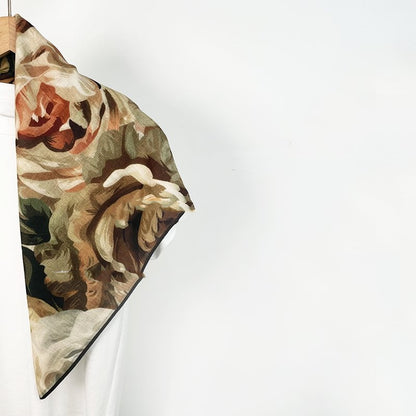 Rose Story Medieval Oil Painting Style Velvet Warm Scarf