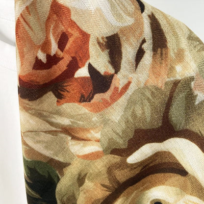 Rose Story Medieval Oil Painting Style Velvet Warm Scarf