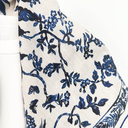 Sketch blue and white Chinese style blue and white porcelain velvet warm scarf