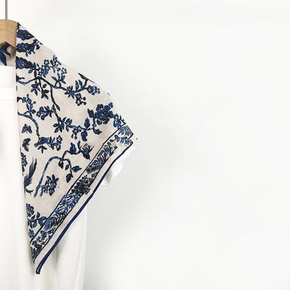 Sketch blue and white Chinese style blue and white porcelain velvet warm scarf