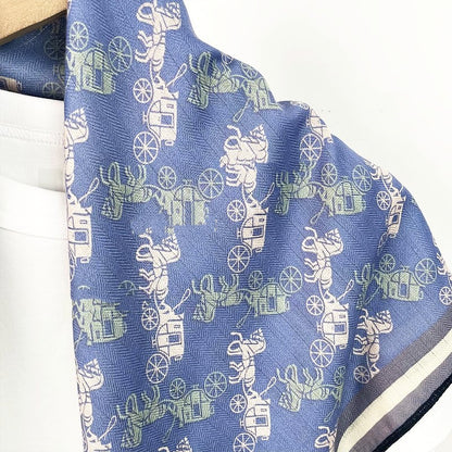 Cowboy carriage elegant blue velvet warm scarf