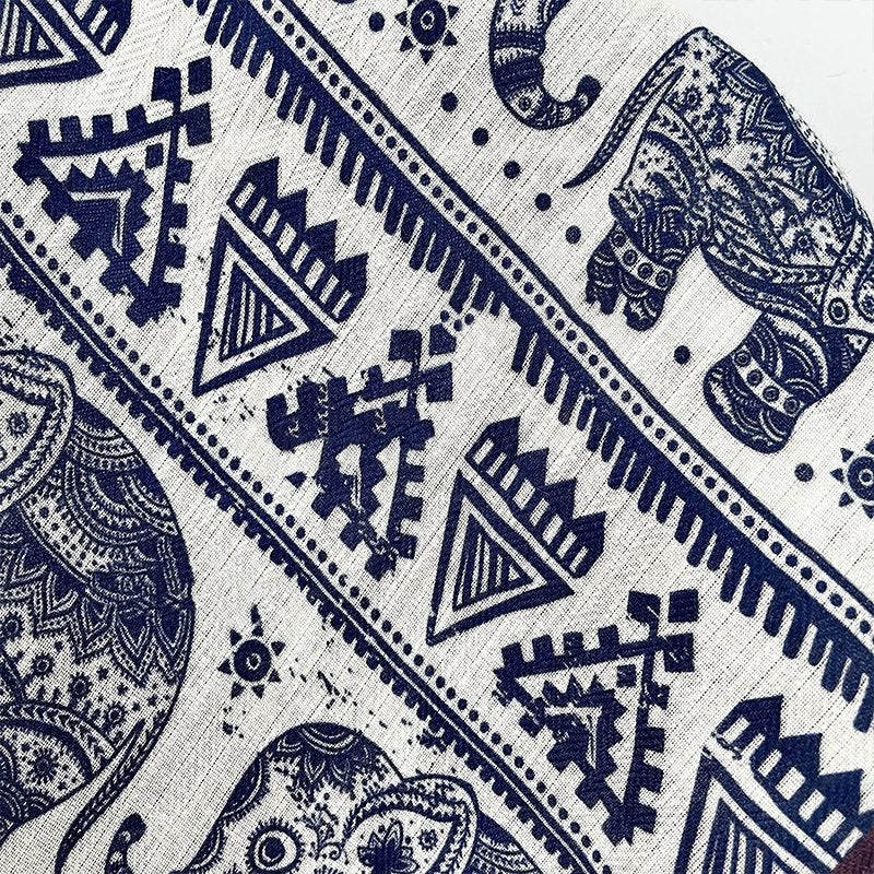Elephant print velvet and cotton warm scarf