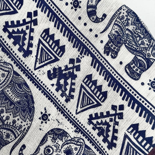 Elephant pattern velvet and cotton warm scarf
