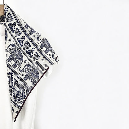 Elephant print velvet and cotton warm scarf
