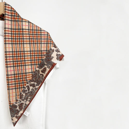 Check paisley leopard print warm scarf