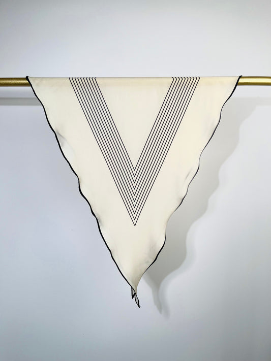 Striped diamond-shaped silk scarf, 55cm*130cm