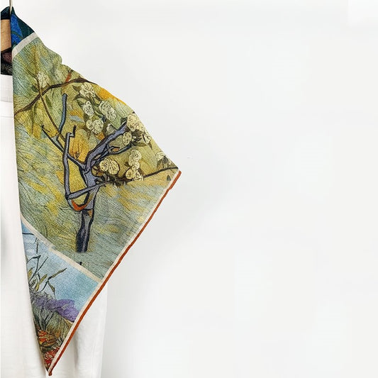 Van Gogh oil painting style literary velvet warm large scarf