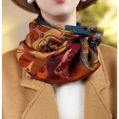 [Shishi Ruyi] High-end red Xiangyun 70 square scarf, noble and festive, whitening silk scarf gift 70*70CM