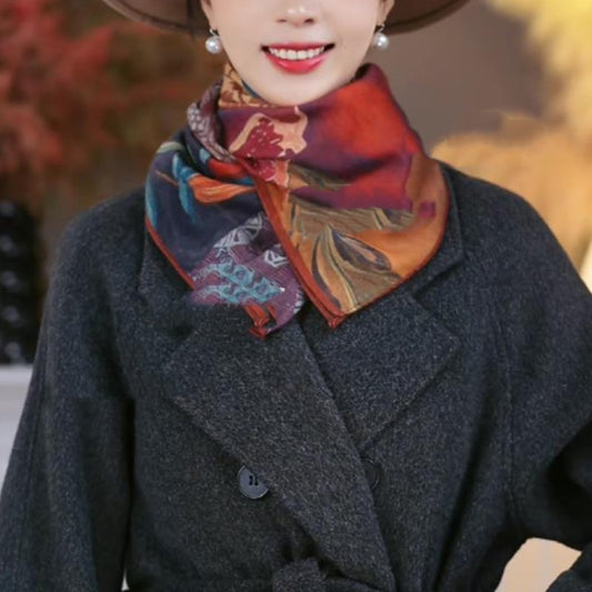 [Shishi Ruyi] High-end red Xiangyun 70 square scarf, noble and festive, whitening silk scarf gift 70*70CM