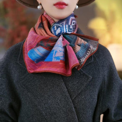 Time Gate-themed oil painting style warm large scarf gift