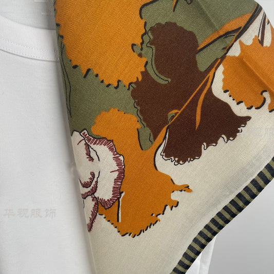 Watercolor and oil painting style all-match square scarf