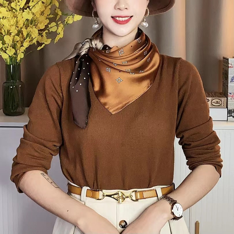 Coffee-colored sophisticated all-season shawl/silk scarf