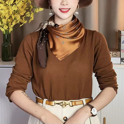 Coffee-colored sophisticated all-season shawl/silk scarf