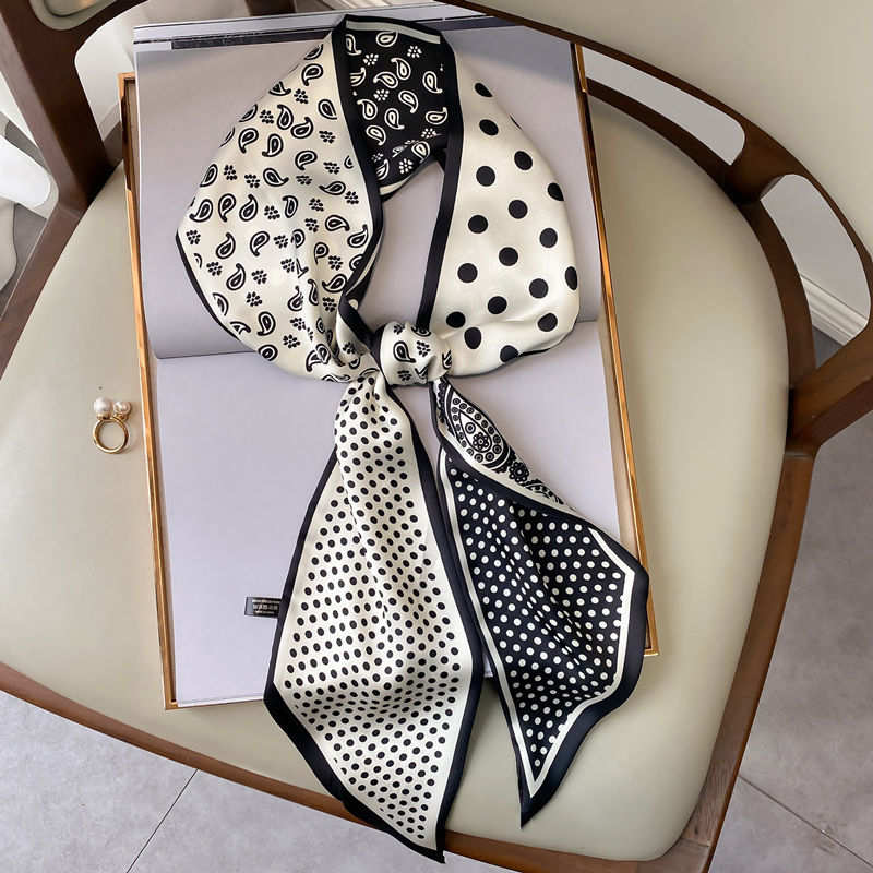 Paisley black and white versatile long scarf