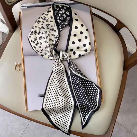 Paisley black and white versatile long scarf