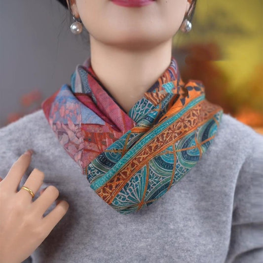 Time Gate Oil Painting Style Jigsaw Warm Scarf