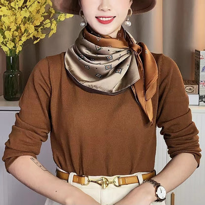 Coffee-colored sophisticated all-season shawl/silk scarf