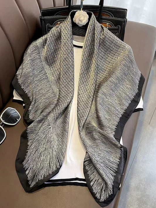 Small fragrant ash high-end versatile large square scarf