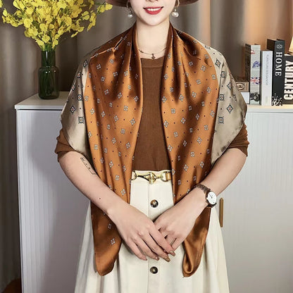 Coffee-colored sophisticated all-season shawl/silk scarf