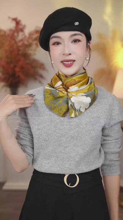 Wind bell flower whitening and age-reducing versatile silk scarf