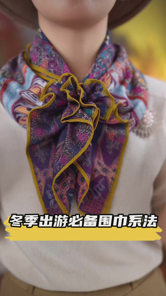 [Sanskrit] Autumn and winter new art retro ethnic style literary velvet feel warm scarf 65*65