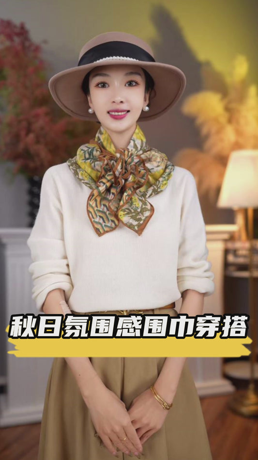 【Qiuli】New style scarf double-sided velvet feel 65 square scarf thick style literary versatile silk scarf